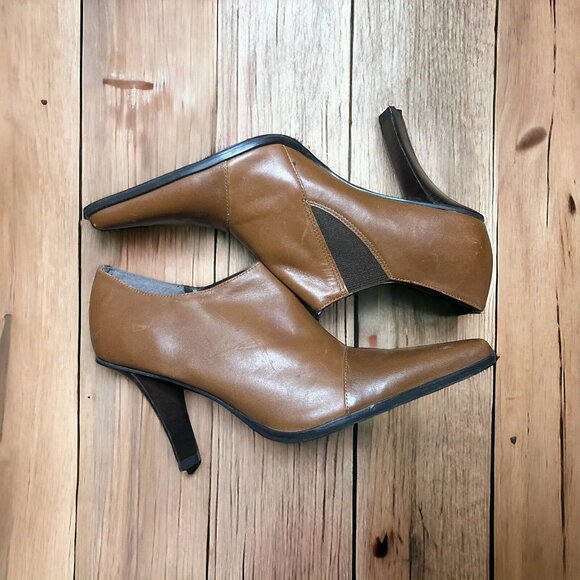 Andrew Stevens Shoes - ANDREW STEVENS STUDIO WOMEN'S BROWN LEATHER ANKLE BOOTS SIZE 9 ($149)